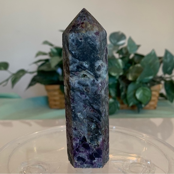 4.5" Purple Fluorite Sphalerite Crystal Tower Chakra Healing Auric Body Grounds - Picture 9 of 13